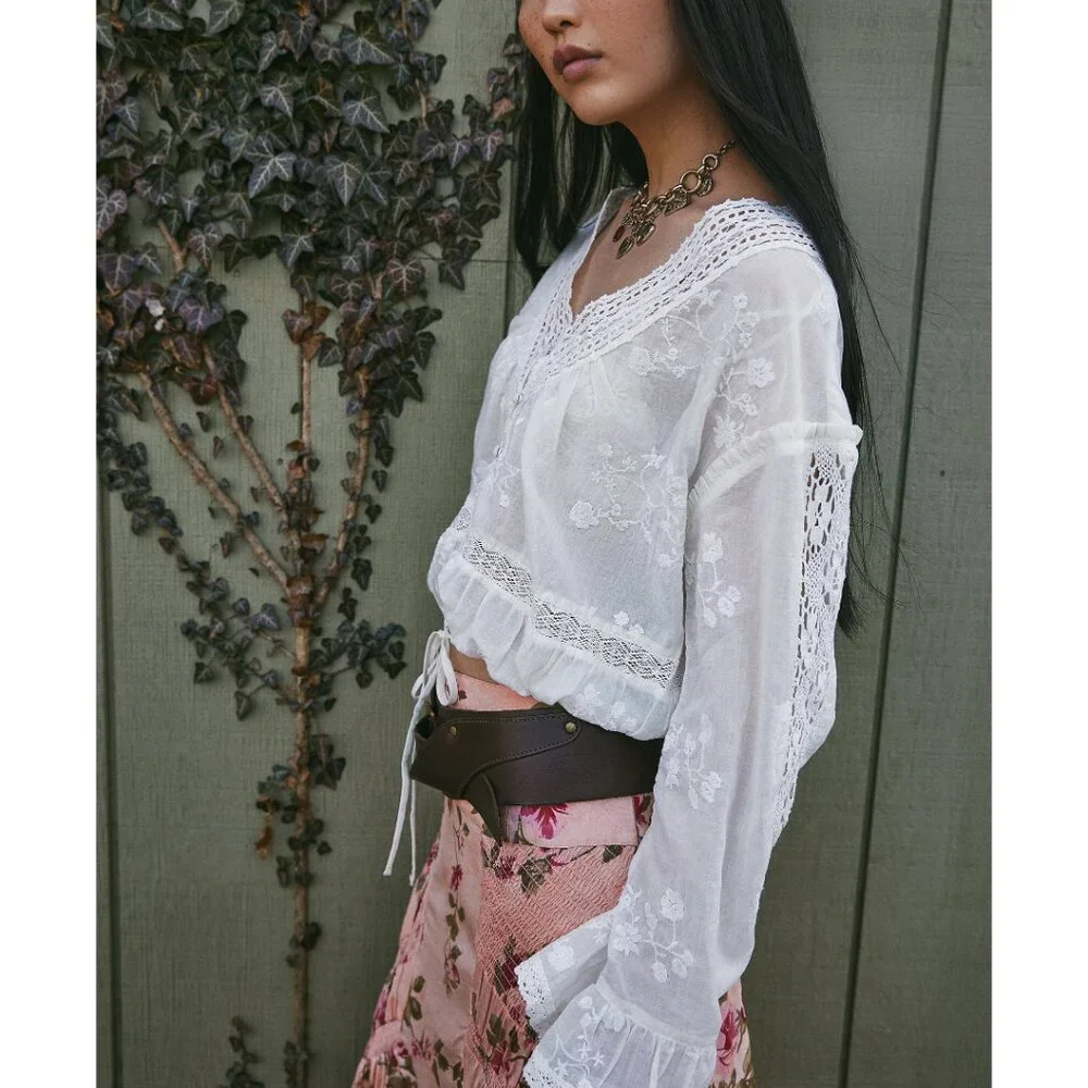 FREE PEOPLE Sweet Love Blouse / Egret